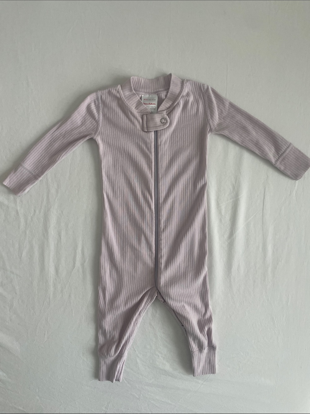 Hanna Andersson Soft Ribbed Lilac One-Piece Zipper Romper 6-12M (NWOT)